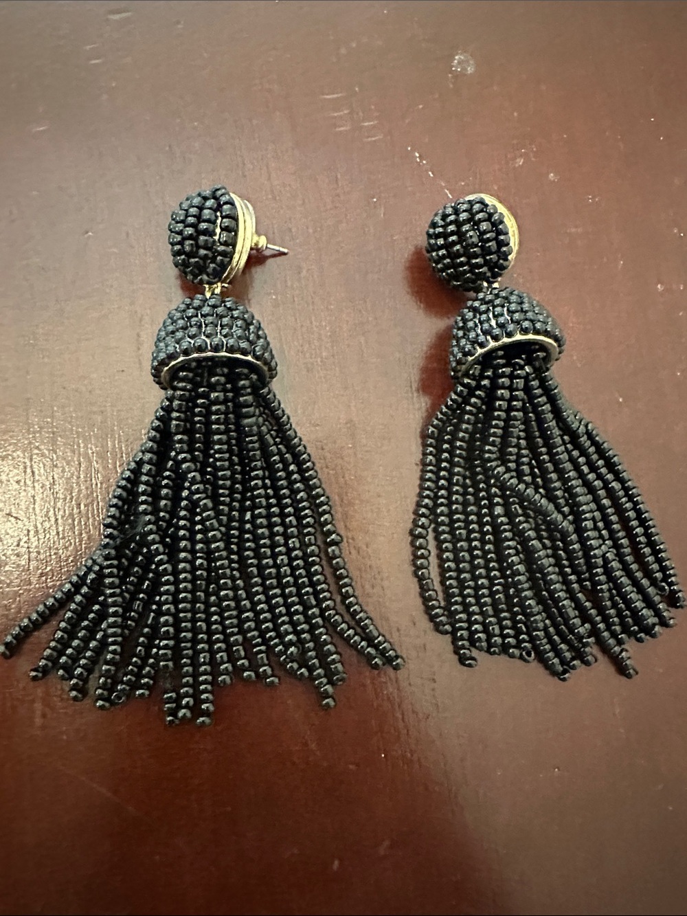 BaubleBar Black Beaded Tassel Drop Earrings